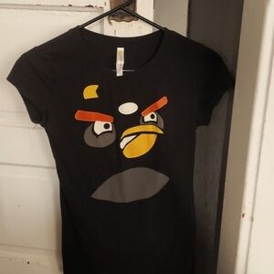 Black Angry Birds Graphic T-Shirt